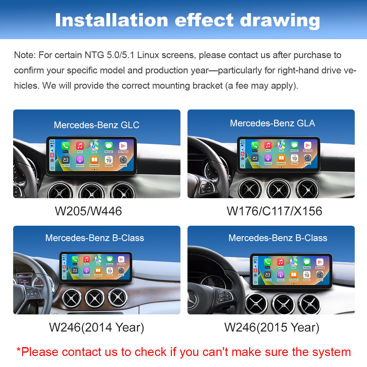12.3″Apple Carplay Android Auto Upgrade Kit for Mercedes C Class GLA GLC NTG5.0