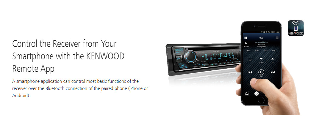 Kenwood eXcelon KDC-X705 Single DIN CD Receiver Bluetooth HD Radio Alexa USB