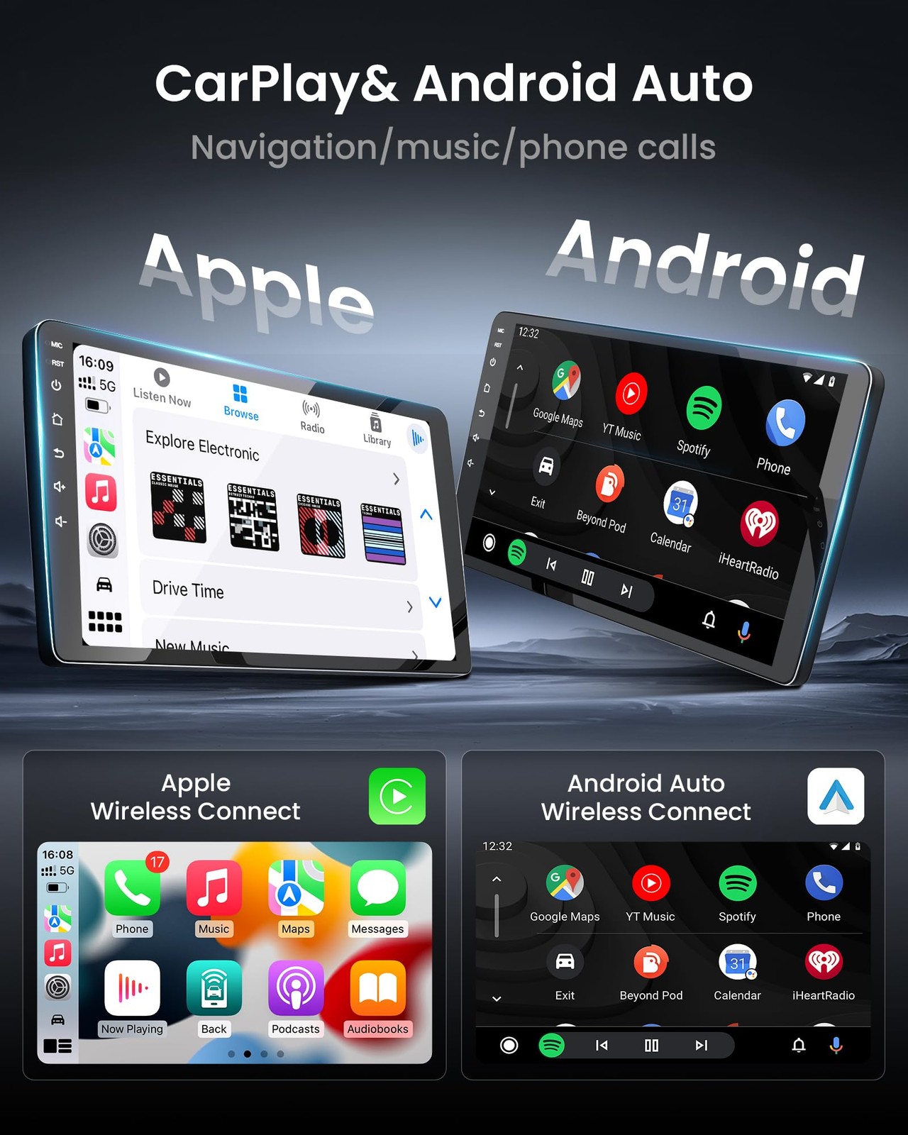 Toyota Corolla 2009-2013 Car Radio, 9 Inch Wireless Carplay, Bluetooth GPS