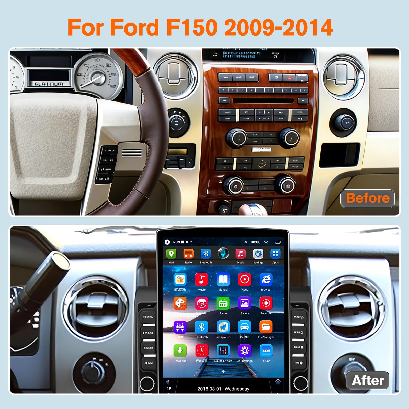 4G+64G Android 13 Car Radio for Ford F150 2009 2010 2011 2012 2013 2014, 9.7″…