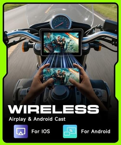 Motorcycle CarPlay Screen Portable Wireless Carplay Android Auto for 7 Inch