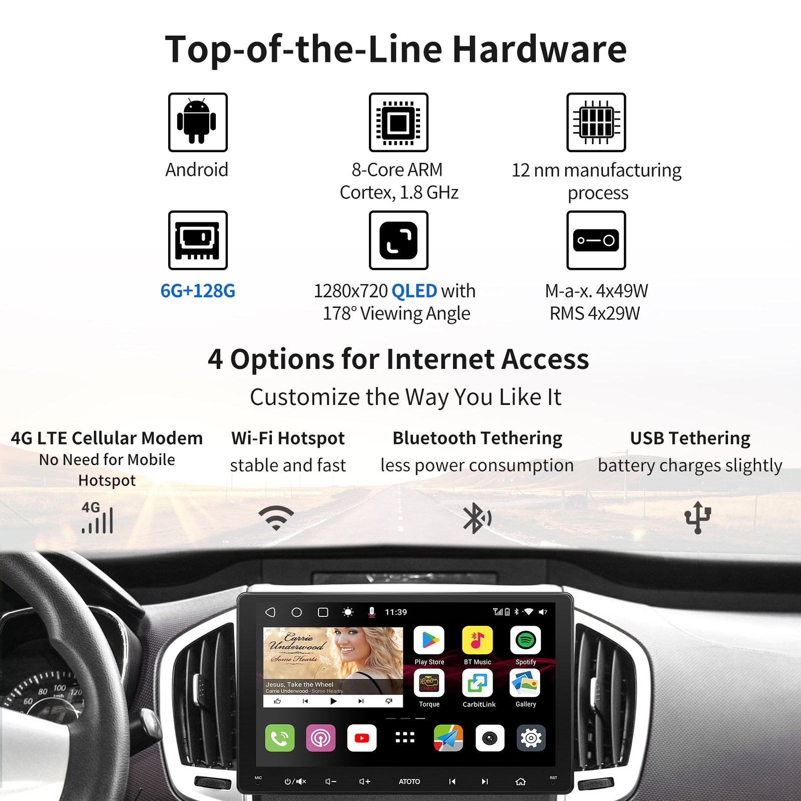 ATOTO S8 UN 9in 2DIN GPS Car Stereo 6G+128G AI Voice Android Auto Apple Carplay