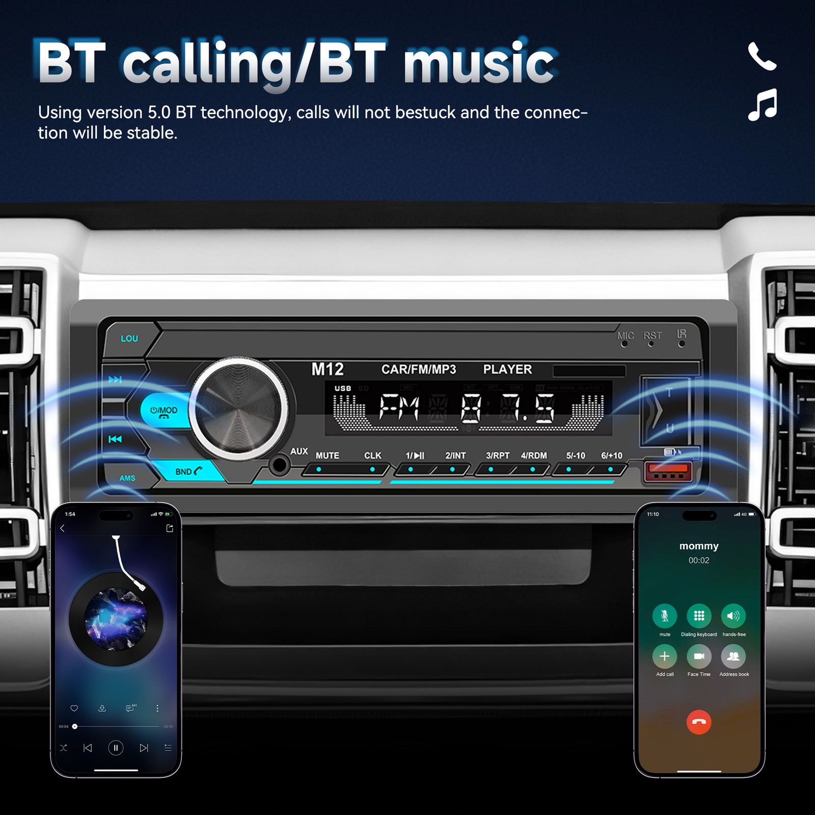 Audio Systems 616UAB Car Stereo, Bluetooth, MP3, USB, Aux In, AM/FM Radio Blue
