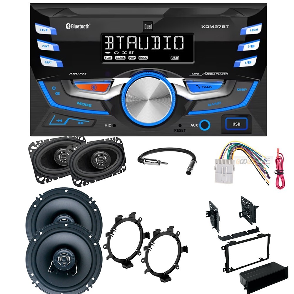 Dual XDM27BT AM/FM Radio Car Stereo & Speakers set for 2003-2006 GMC Sierra 1500