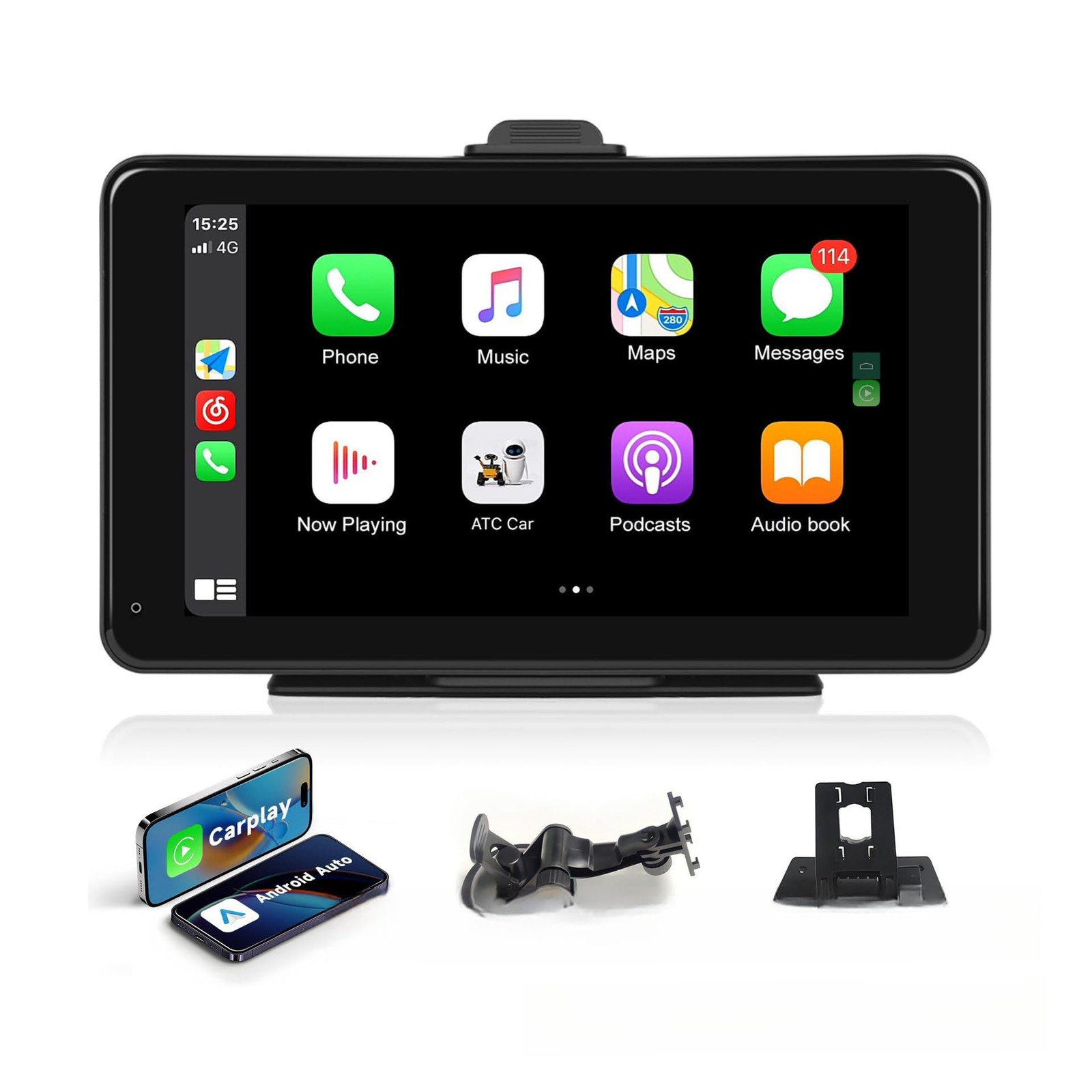 BY-J 7” Wireless Carplay Screen for Car with 1080P Backup 7 in, V7-7in