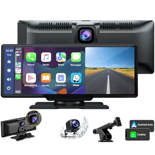 9.26″ Wireless Carplay and Android Auto with 2.5K Dash Cam, 1080P Backup