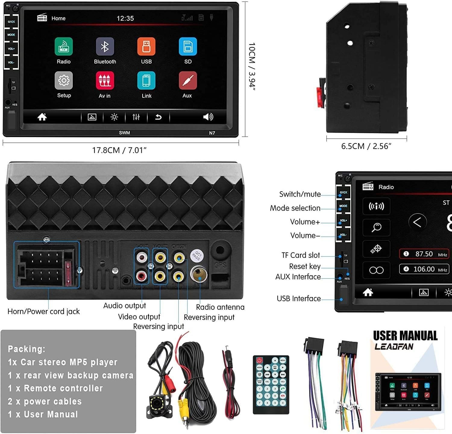 Bluetooth Car MP5 Player – 7-Inch Touchscreen with Mirror Link & Surround Sound