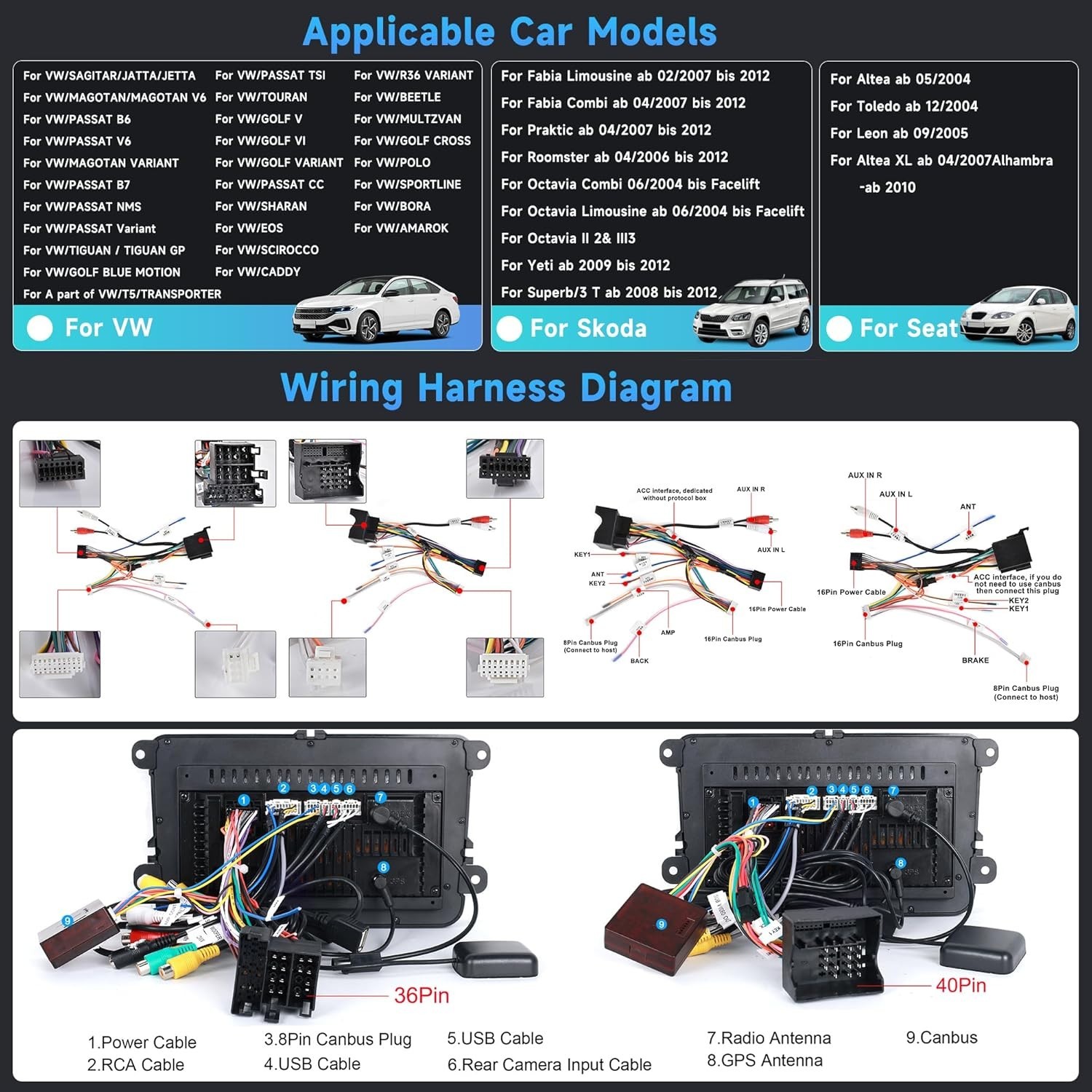 Upgrade Your VW with 4G+64G Android Stereo – Wireless CarPlay, 7” Display