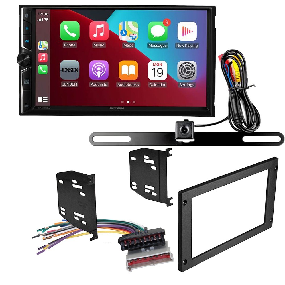 Jensen 7″ Car Stereo (no CD) w/Wireless CarPlay & Kit for 1987-1993 Ford Mustang
