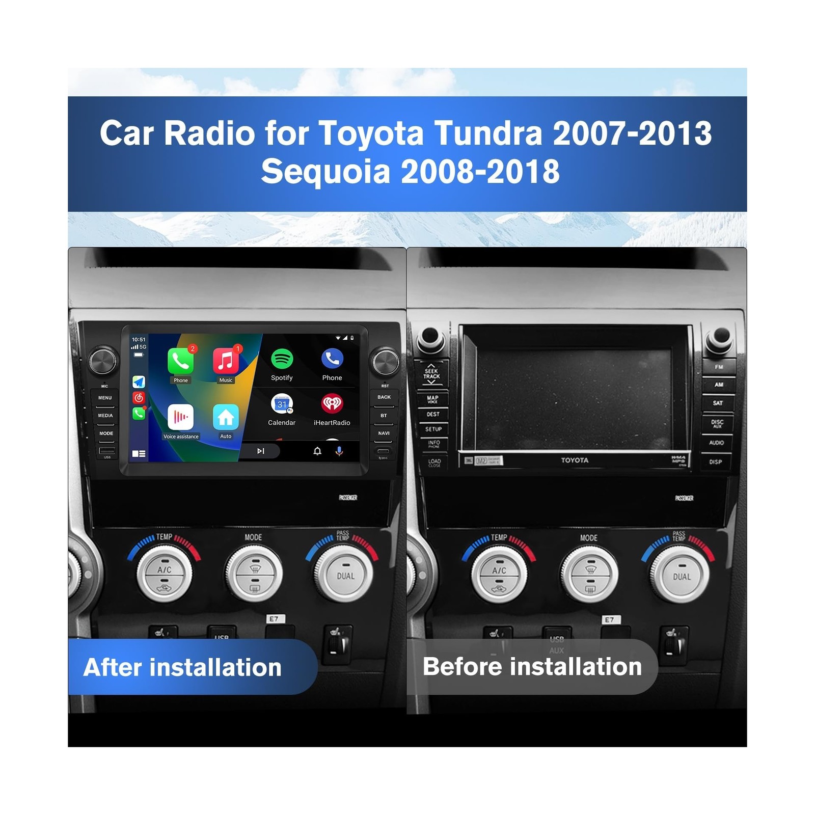 9 Inch Car Radio for Toyota Tundra 2007-2013 Sequoia 2008-2018, Android 13 To…