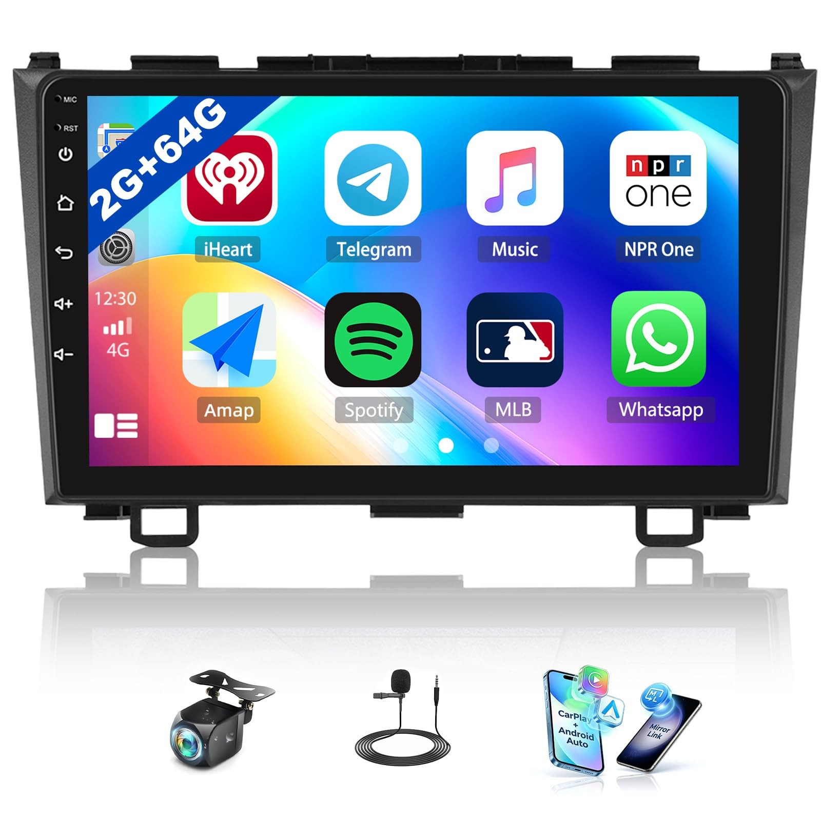 9″ Touchscreen Wireless CarPlay Android Auto Stereo for 2007-2011 Honda CRV
