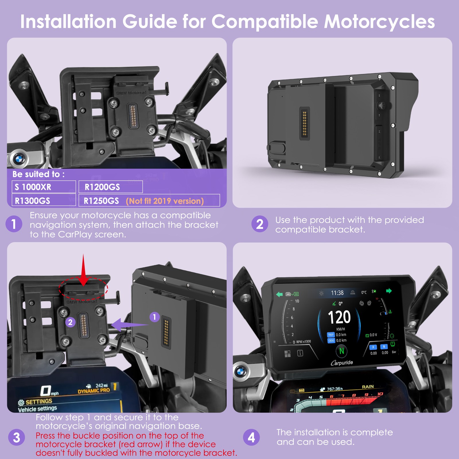 Carpuride W602BSPro Designed for BMW Moto Compatible Wonder Wheel Dashboard Info