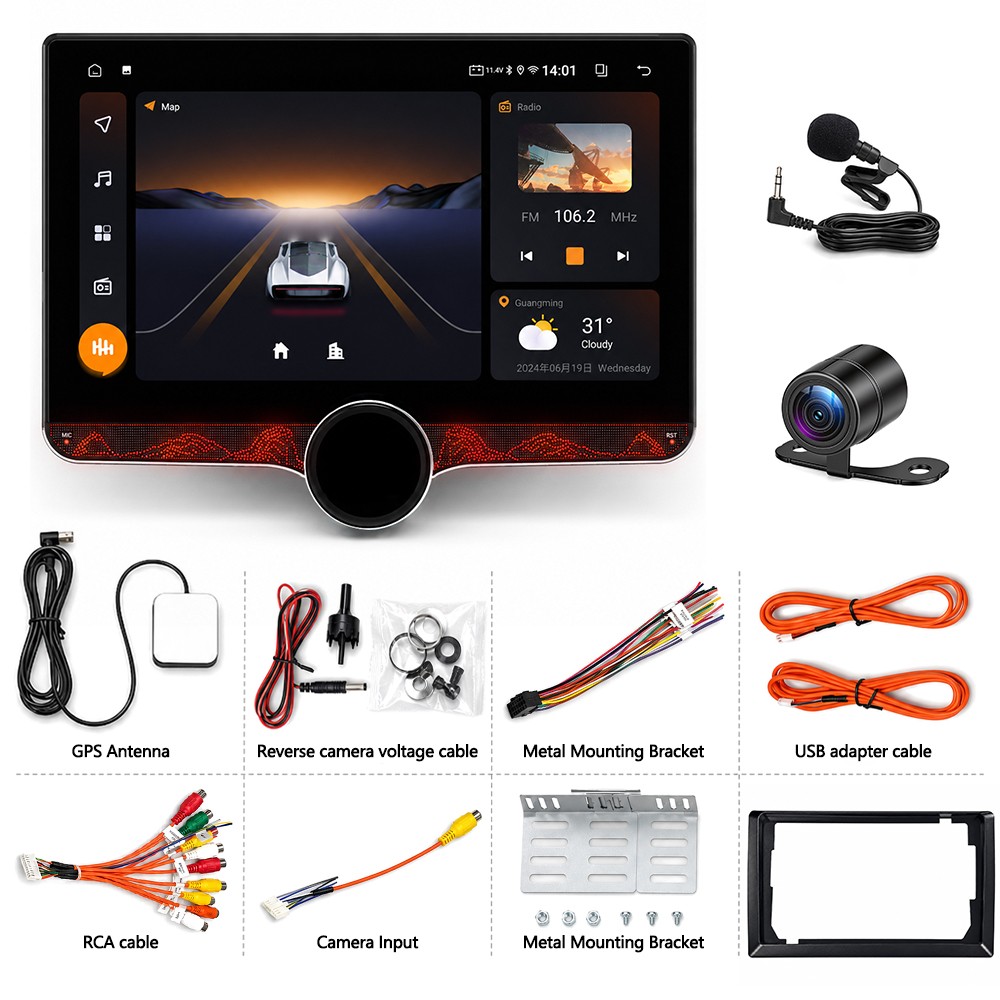 Android 15 10.1″ Car Stereo Double DIN GPS WiFi 5 Wireless CarPlay Bluetooth RDS
