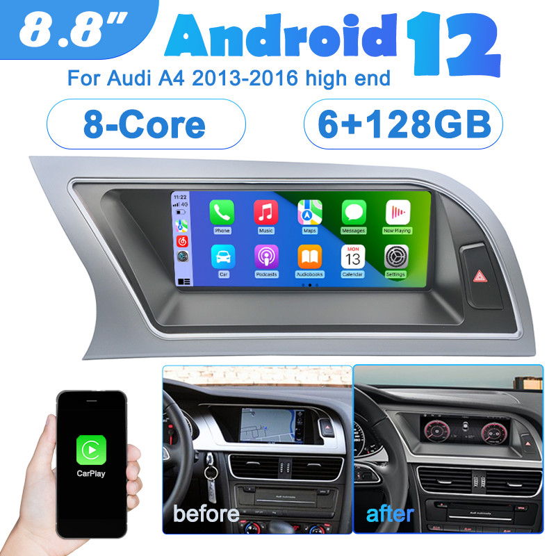 For Audi A4 2013-2016 Car Stereo Radio 8.8″ Android 13 Carplay 128G Low Version