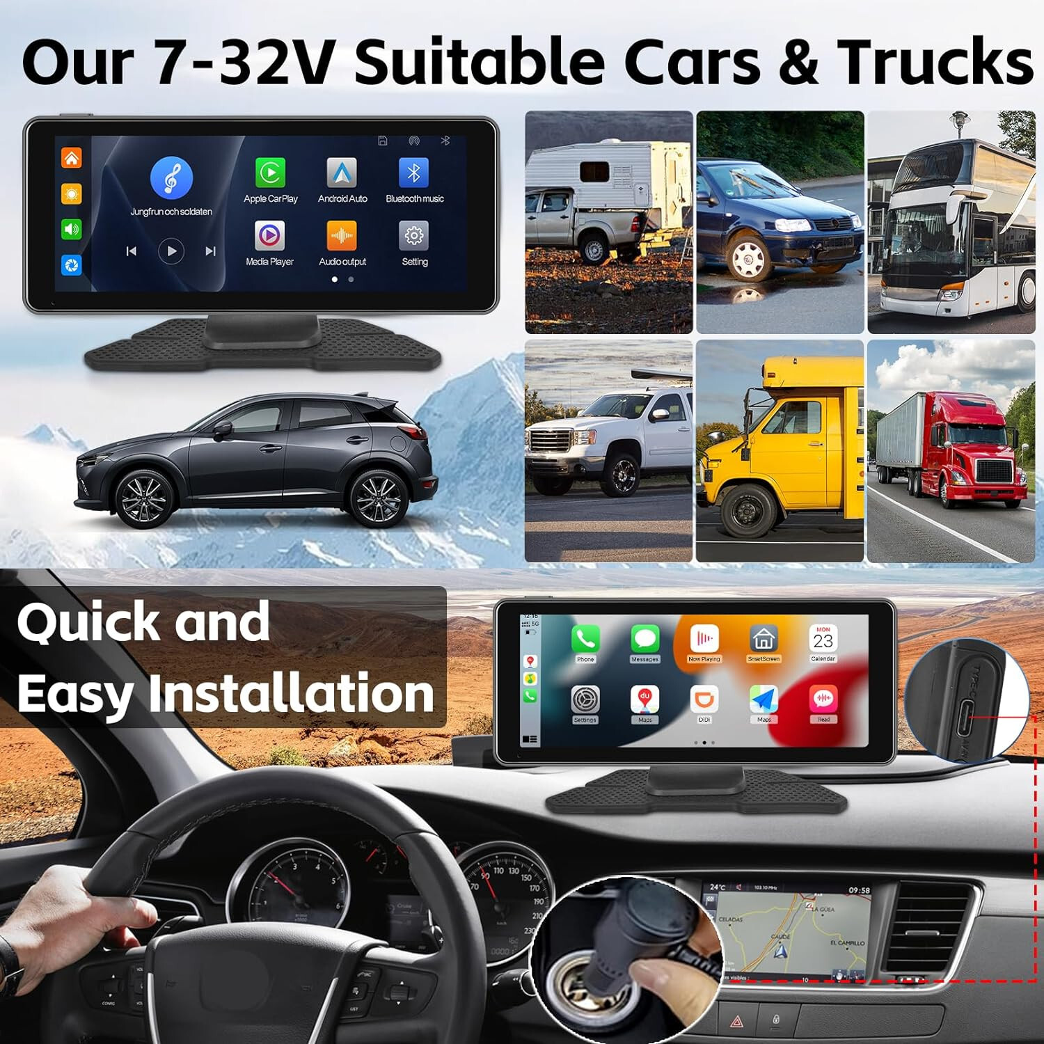 Car Stereo Wireless Apple CarPlay Android Auto Bluetooth 6.86 Inch HD 1708