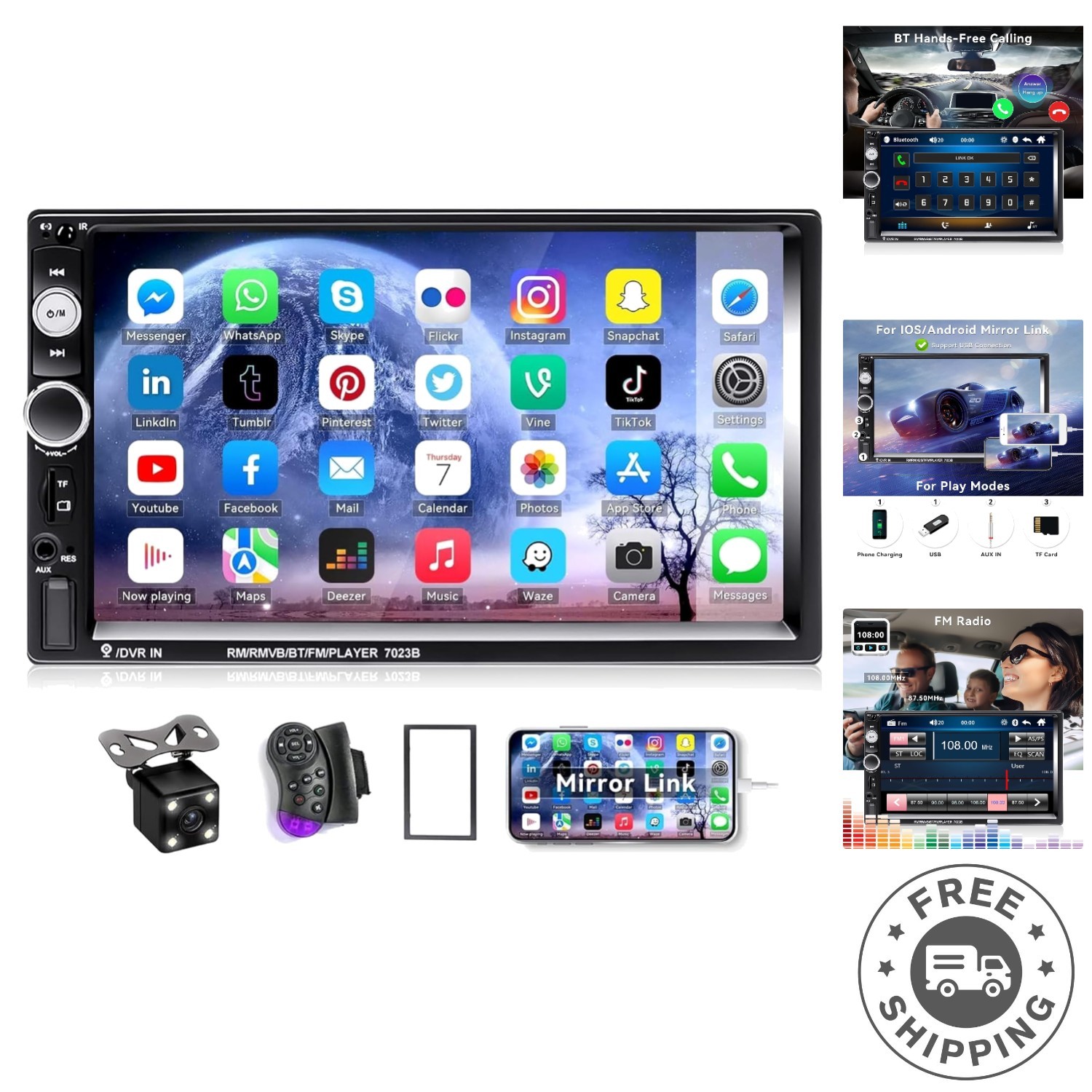 Upgrade Your Ride: 7” Full HD Car Stereo with Bluetooth, Backup Camera Included