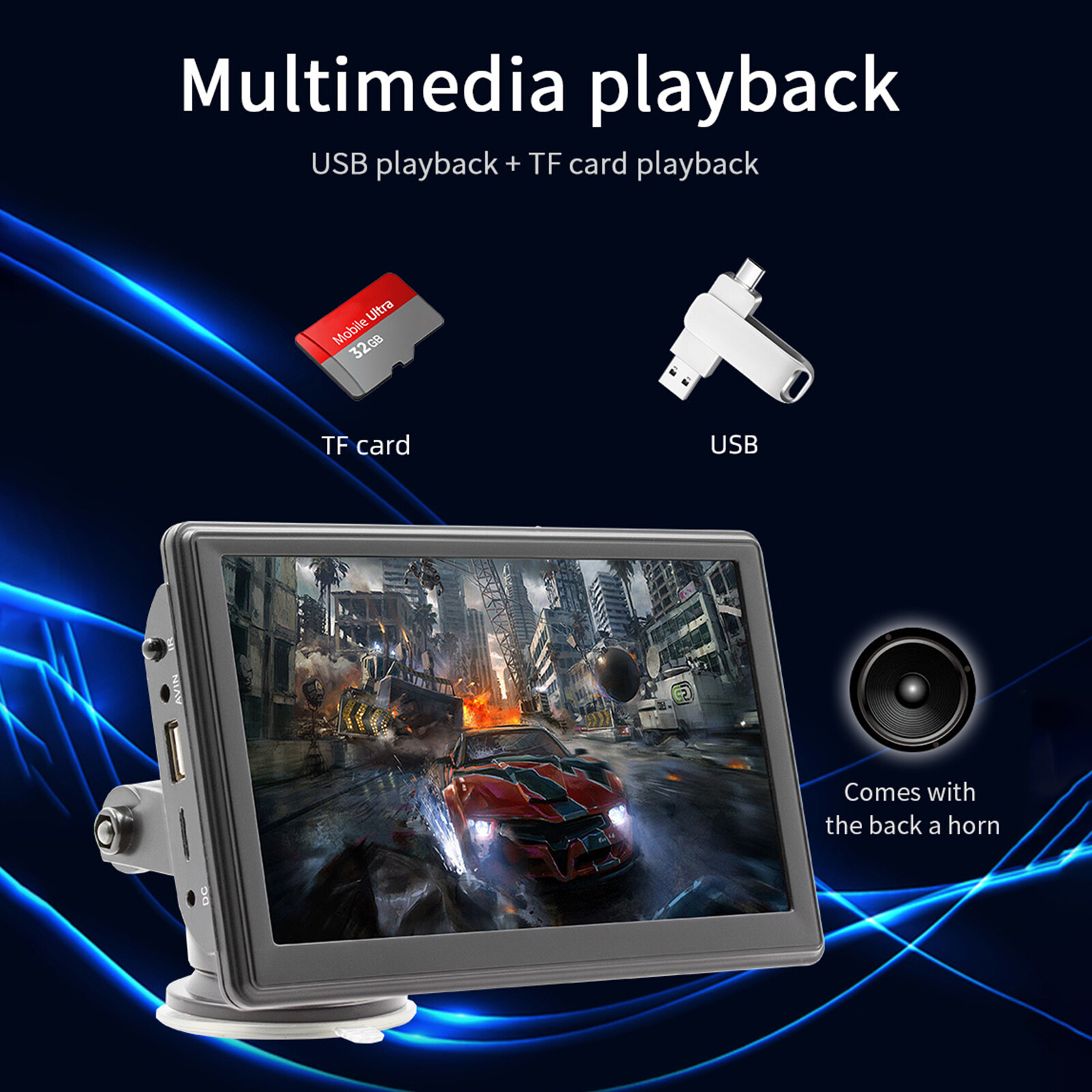 7″ Portable Wireless Carplay MP5 Player Multimedia Bluetooth Remote Control US