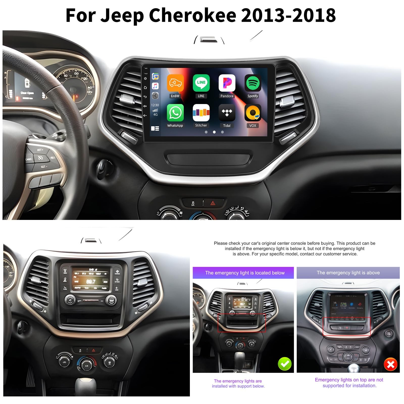 [2+64G] Android 15 Car Stereo for Jeep Cherokee 2013-2018 with Wireless Carpl…