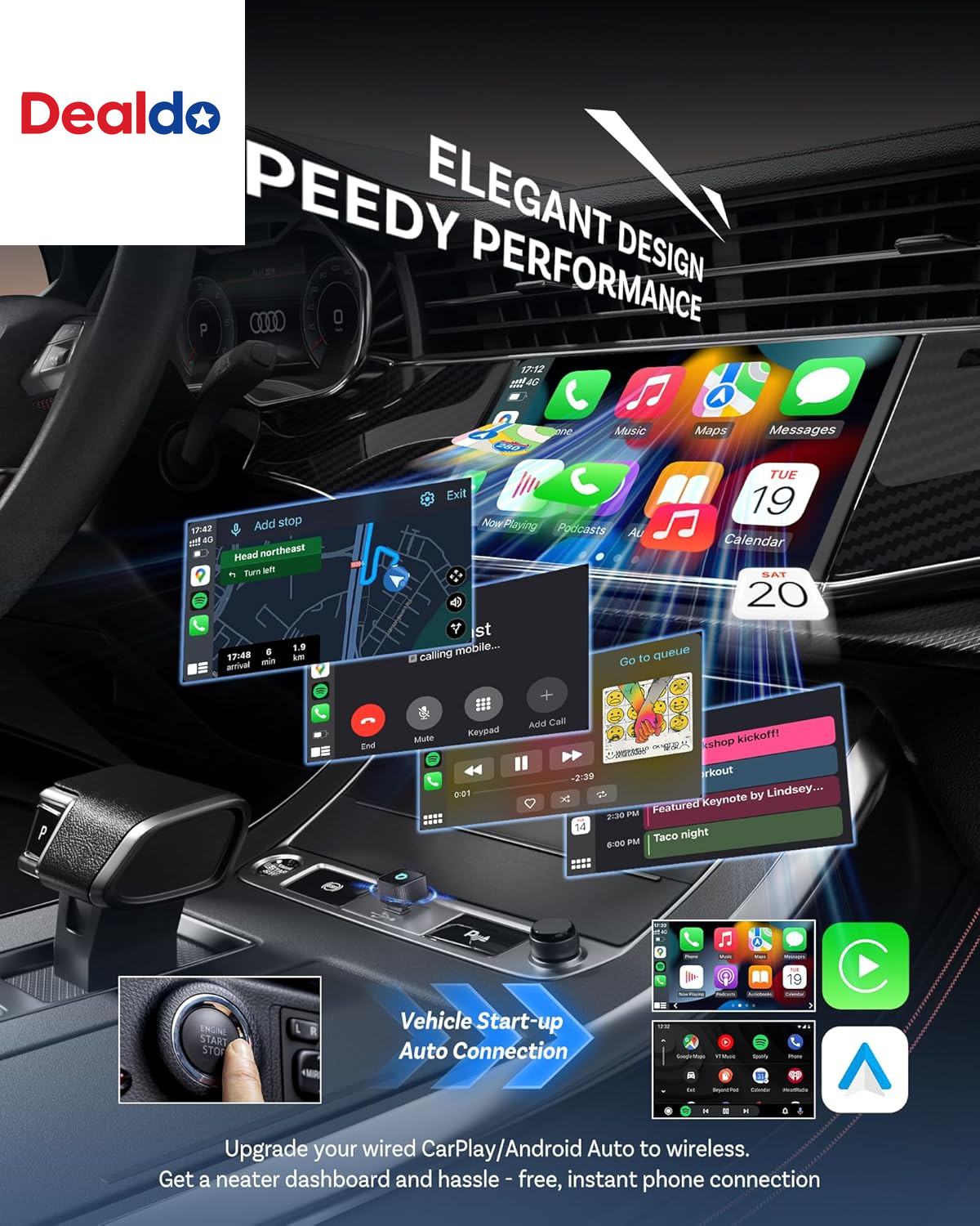 Mini Cube 3.0 USB C Wireless Carplay & Android Auto Adapter 2026– Plug & Play, F