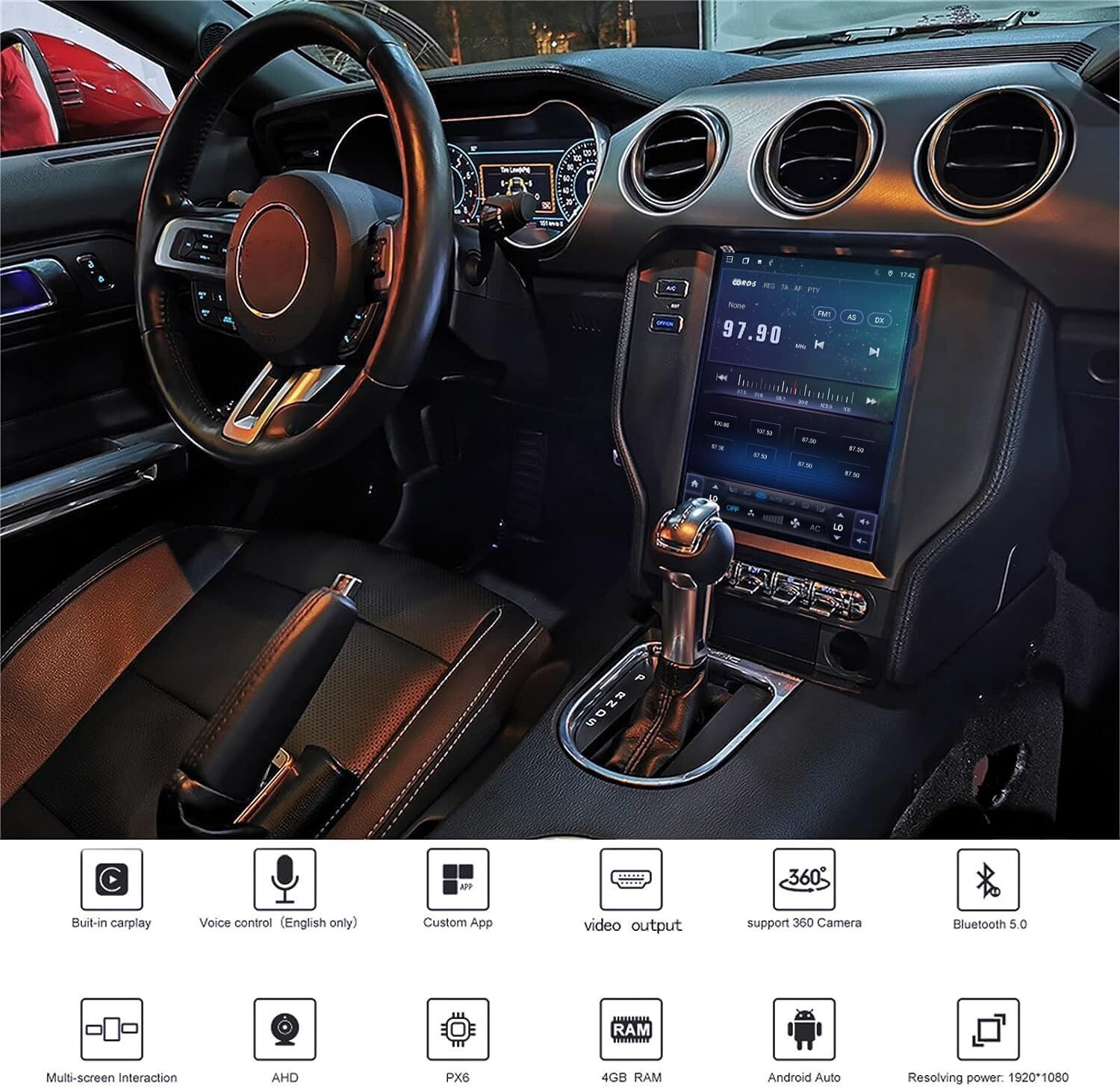 9.7 inch For Ford Mustang Android Car Radio Stereo Touch Screen GPS Navigation