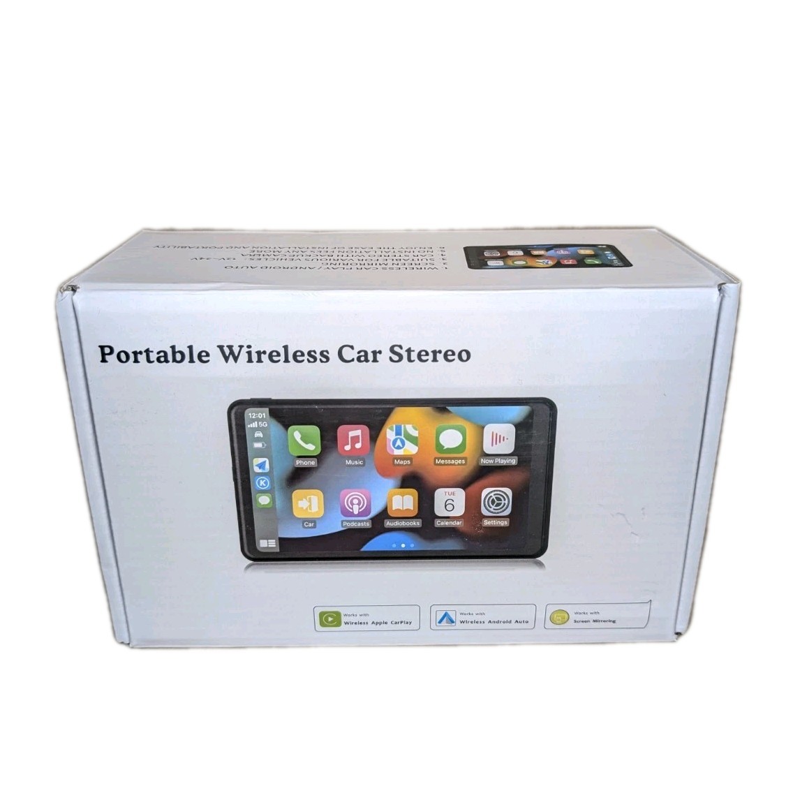 Portable Wireless Car Stereo, 7″ Screen, UPGRADED + Apple Carplay, Android Auto