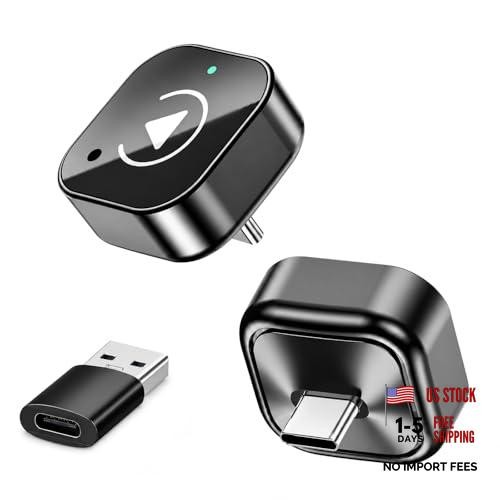USB-C Wireless CarPlay & Android Auto Adapter with USB-A Converter, Gloss Black