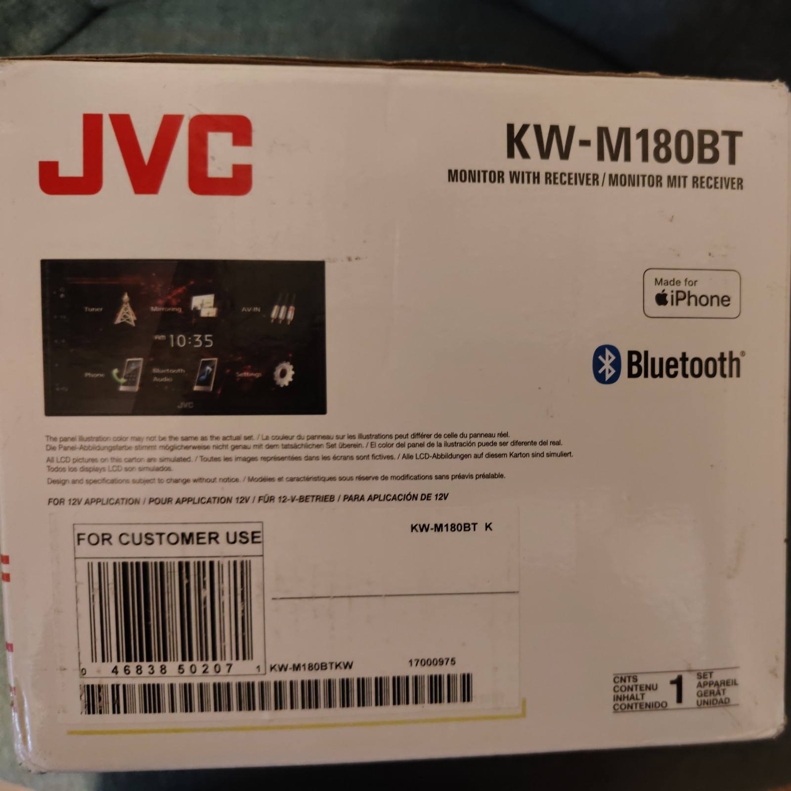 NEW JVC KW-M180BT, 2-DIN Digital Media Receiver, w/ Bluetooth
