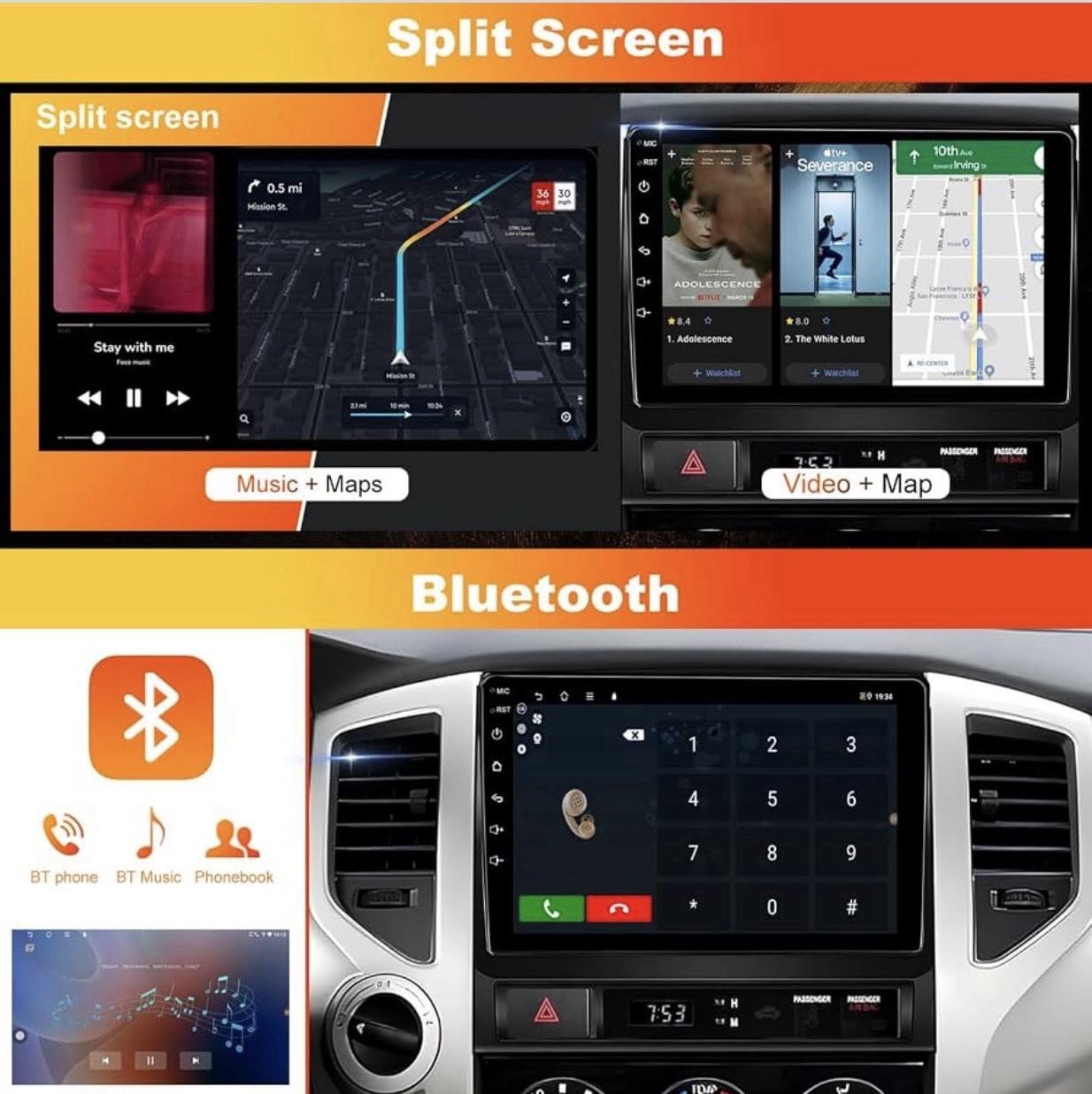Car Stereo Radio 2005-2011 Toyota Tacoma 9” Touchscreen 4GB+64GB GPS BT