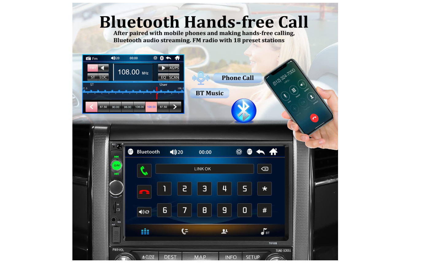 Radio Estereo De Pantalla Para Coche Carro Pantalla Tactil Doble Din Bluetooth 7