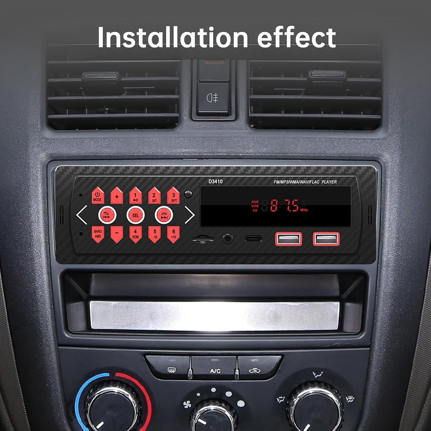 Car Audio Bluetooth Single DIN Stereo, 12V LED Car Radio MP3 Player with Hand…
