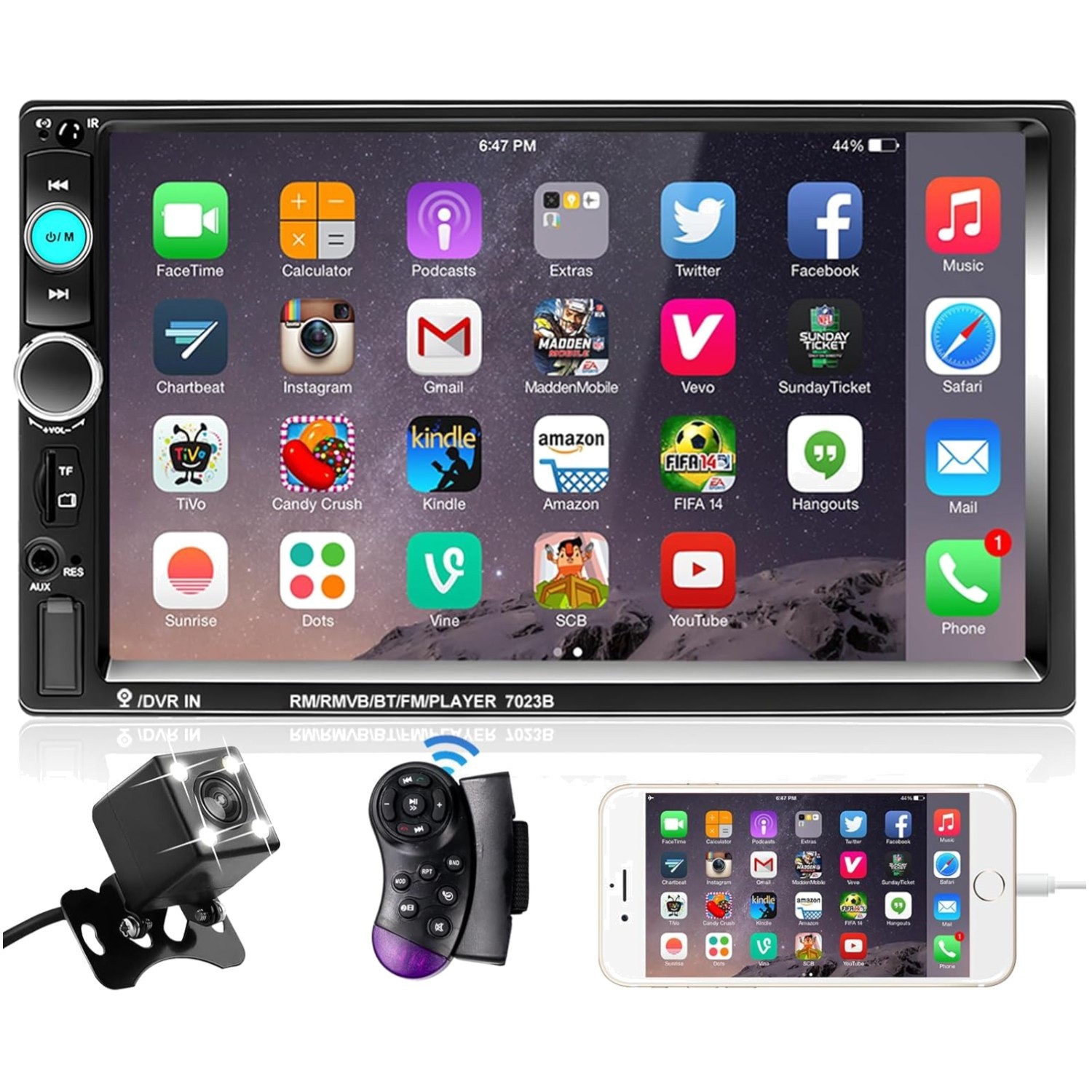 Bluetooth Car Stereo Receiver w/ Steering Wheel Control