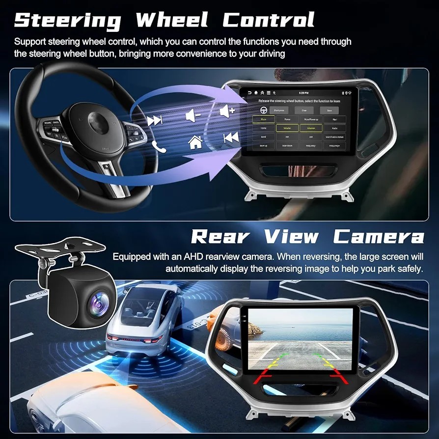 10.1″ 4+128G Android Car Radio Stereo Jeep Cherokee 2013-2018 CarPlay GPS Camera