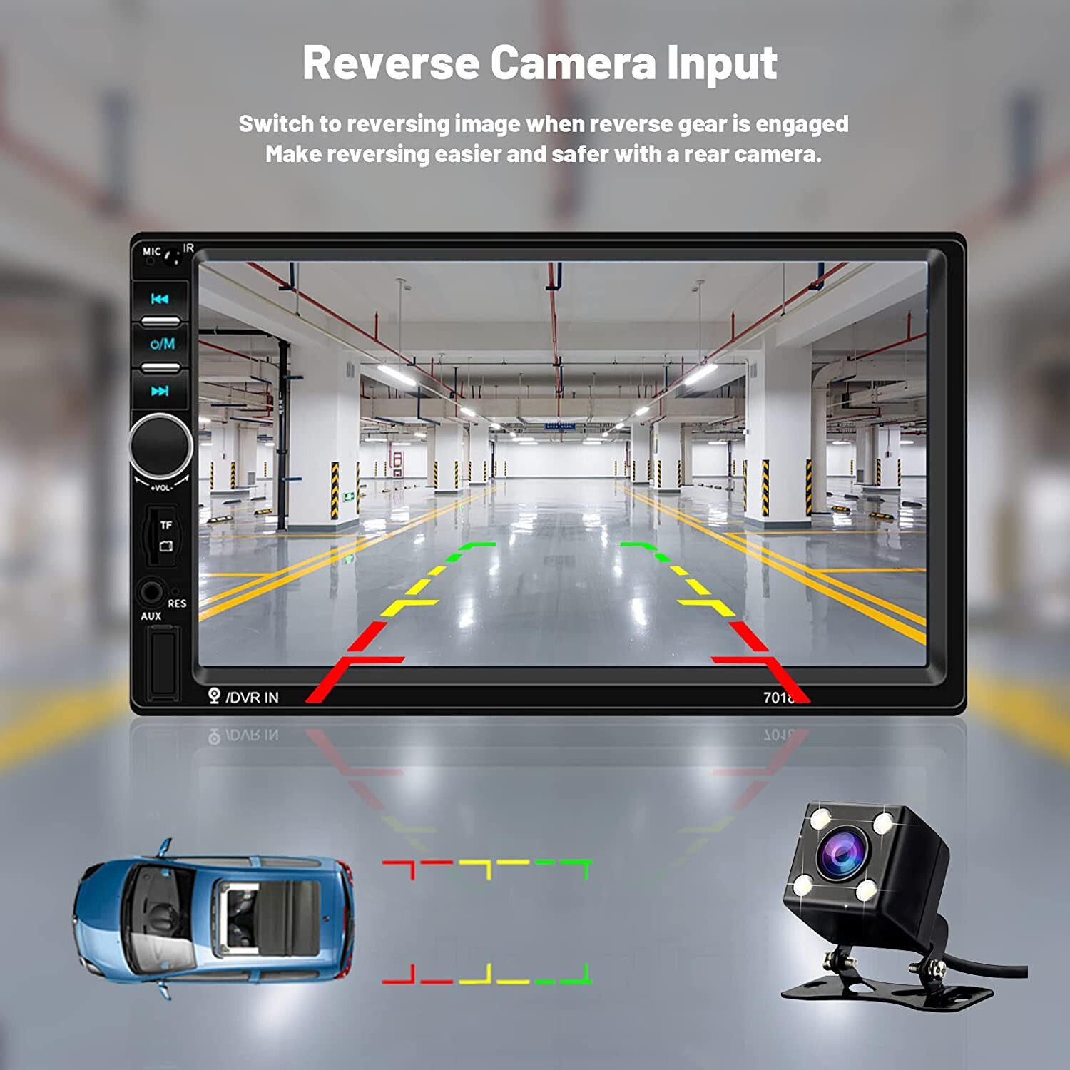 7″ Car Stereo 2DIN Radio Bluetooth Backup Camera Mirror Link for IOS & ANDROID