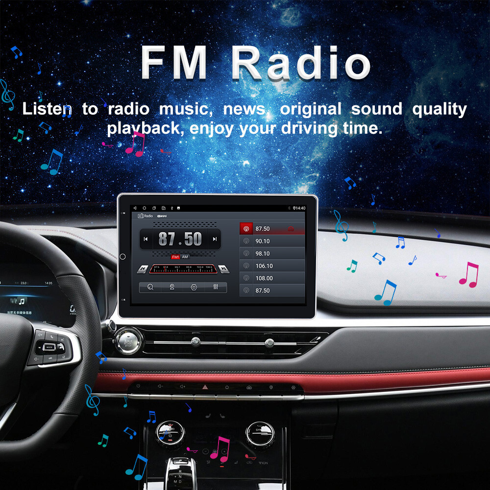 6+128GB Single 1Din Rotatable CarPlay 10.1″ Car GPS AM Stereo Radio QLED DSP GPS