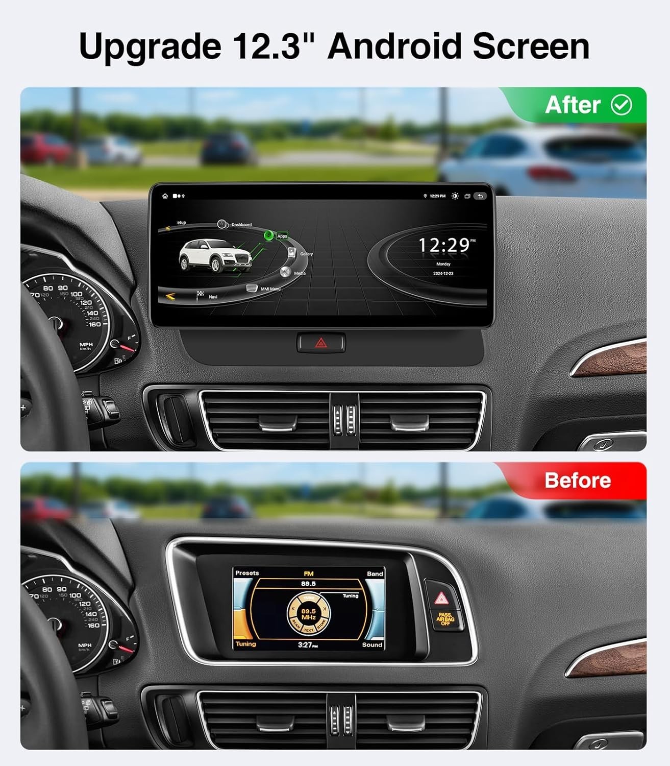 12.3″ Android Car Stereo Radio Apple Carplay GPS BT 8+128G For Audi Q5 2009-2017