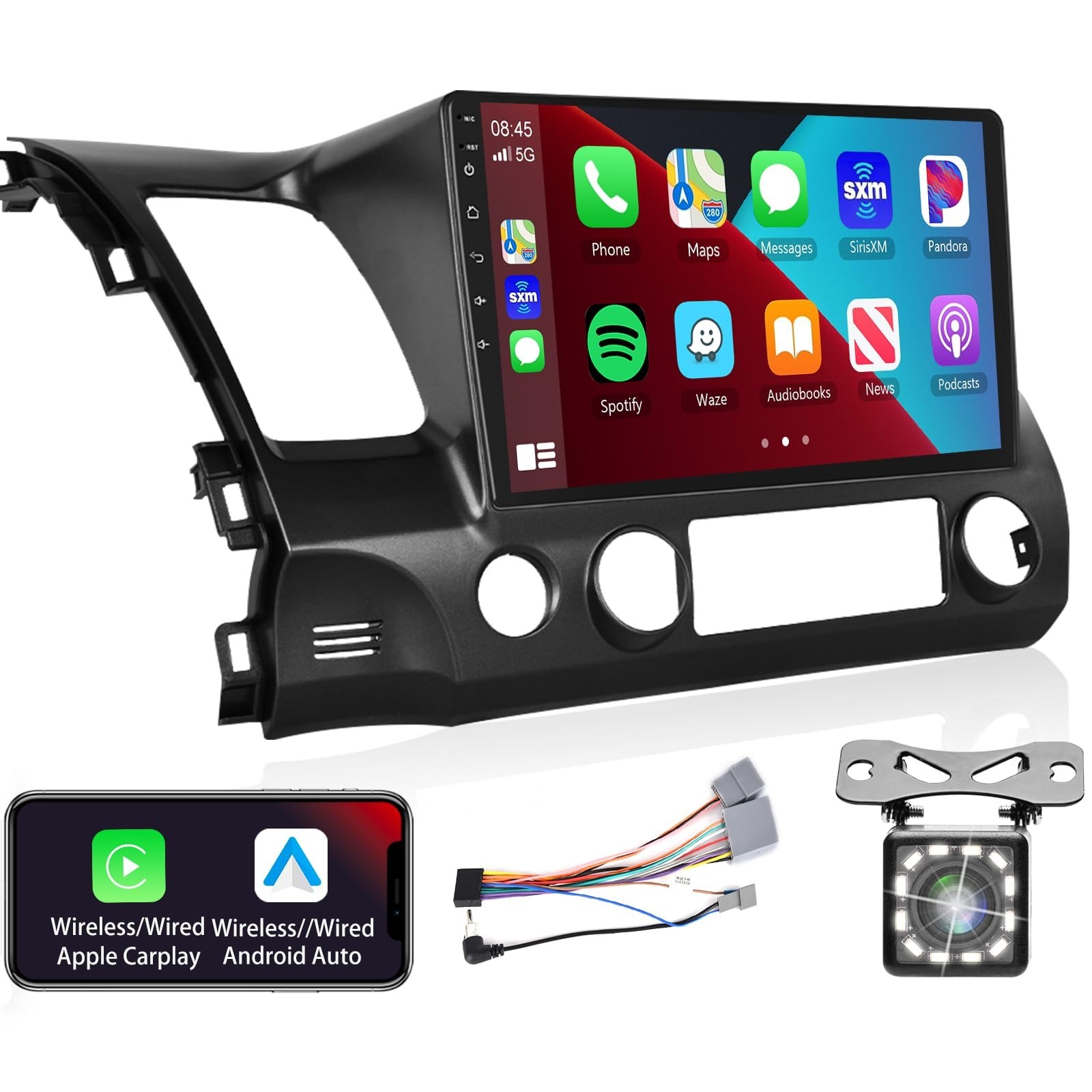 Podofo Radio for Honda Civic 2006 2007 2008 2009 2010 2011 Car Stereo with Wi…