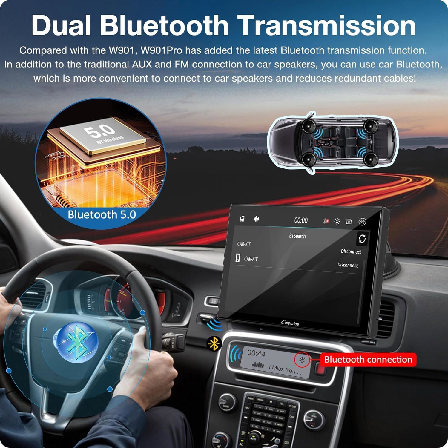 Carpuride W901Pro Car Stereo Apple CarPlay Radio Android Auto Audio Rear Camera