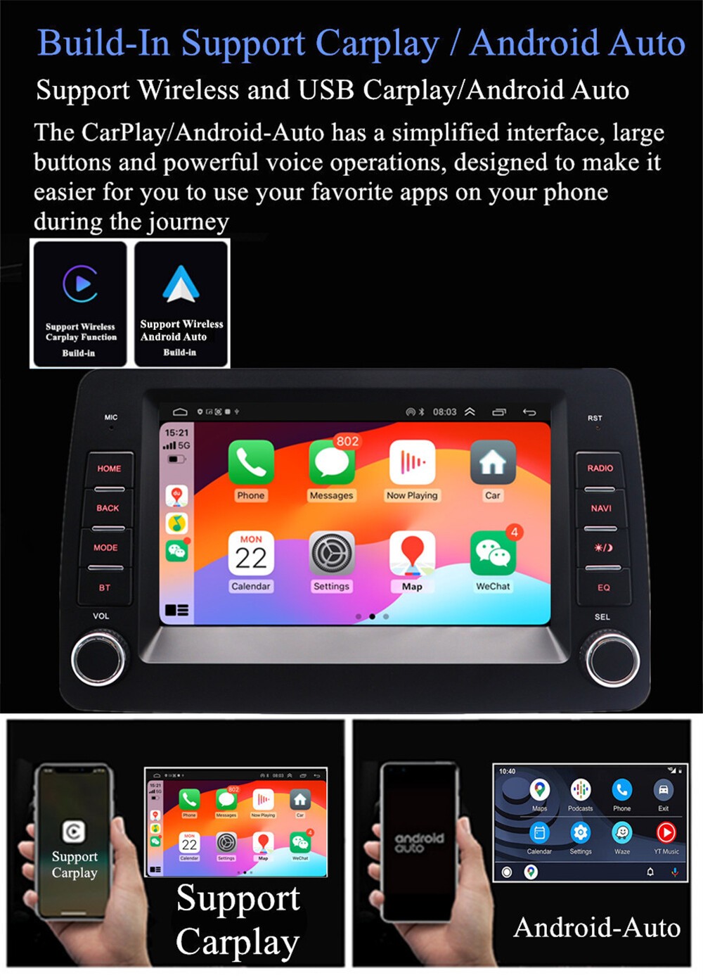 7 In Car Stereo Radio Wifi GPS Navigation 4+32G Fit For Fiat Panda 2003-2012