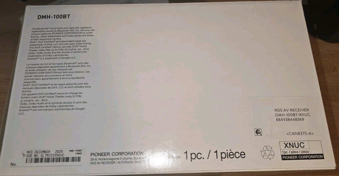 Pioneer DMH-100BT 6.2″ Touchscreen Double DinReceiver Stereo Bluetooth Android
