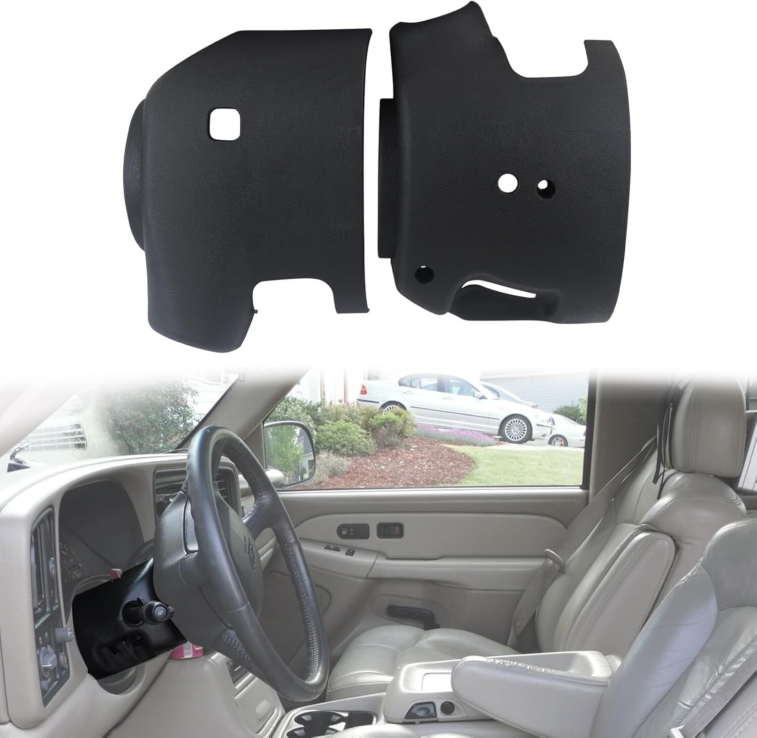 Upper & Lower Steering Column Trim Cover Kit Compatible with 2001-2002 Chevy