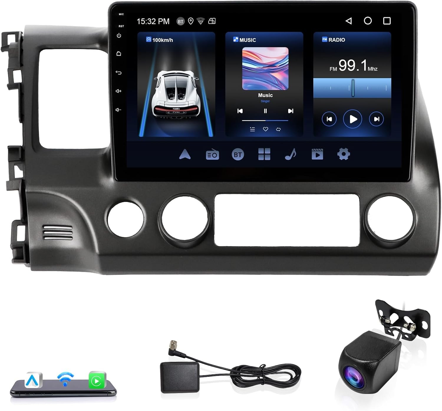 Android 13 Car Stereo with Wireless CarPlay and Auto, 10.1-inch 720P…
