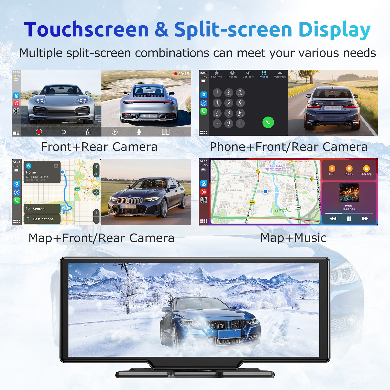 XGODY 3″ Dual Dash Cam Car DVR Dashboard Security G-Sensor Front and Rear Camera