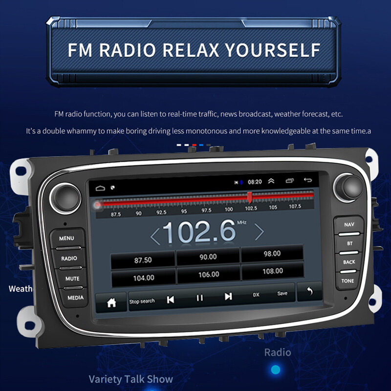7 In 2 Din TFT Touch Screen Car Radio Android 9.0 MP5 Player For Mondeo9 GalaxyC