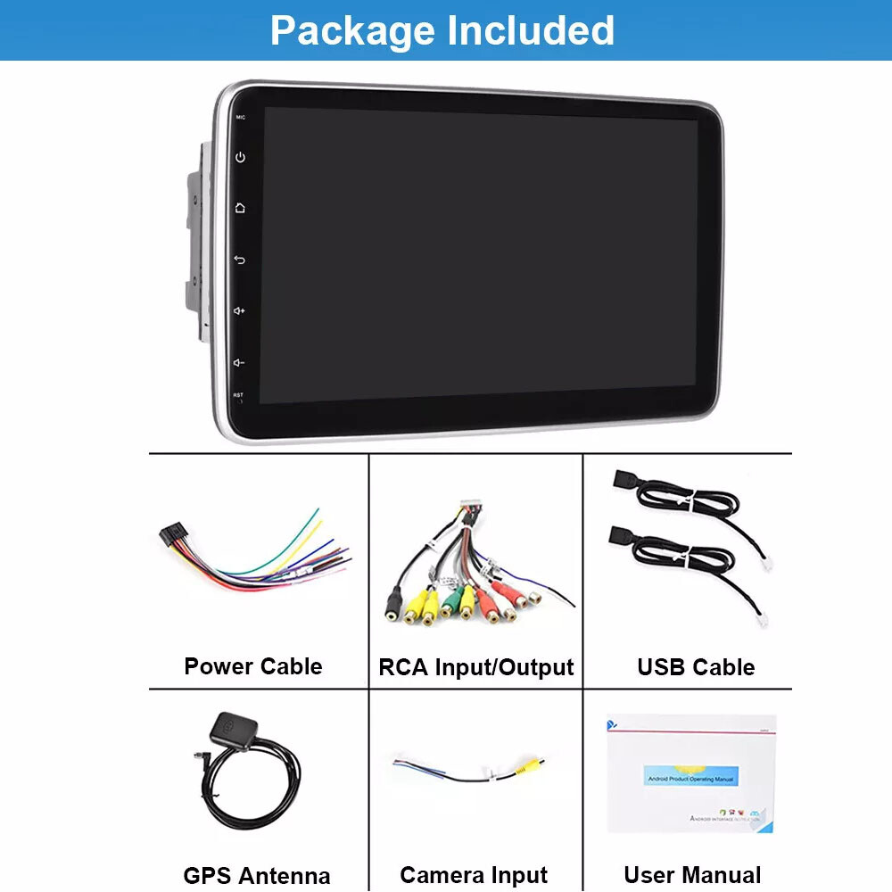 10.1″ Android 15 Rotatable Car Stereo Radio GPS Touch Screen 4+64GB Double 2DIN