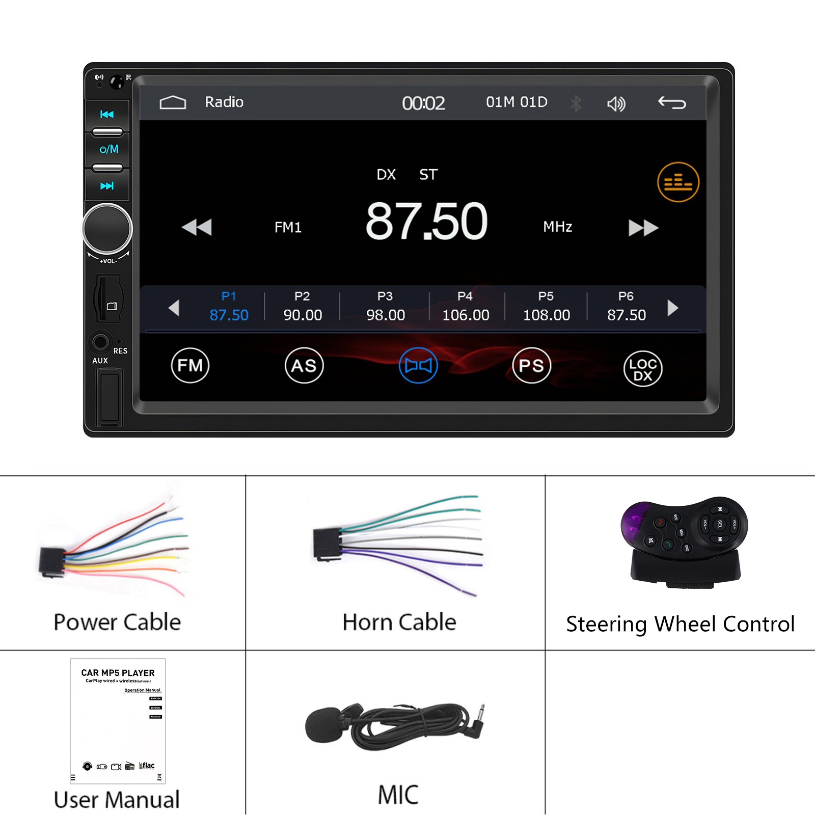 Double Din Apple Carplay Android Auto 7″ Car Stereo Radio Bluetooth Touch Screen