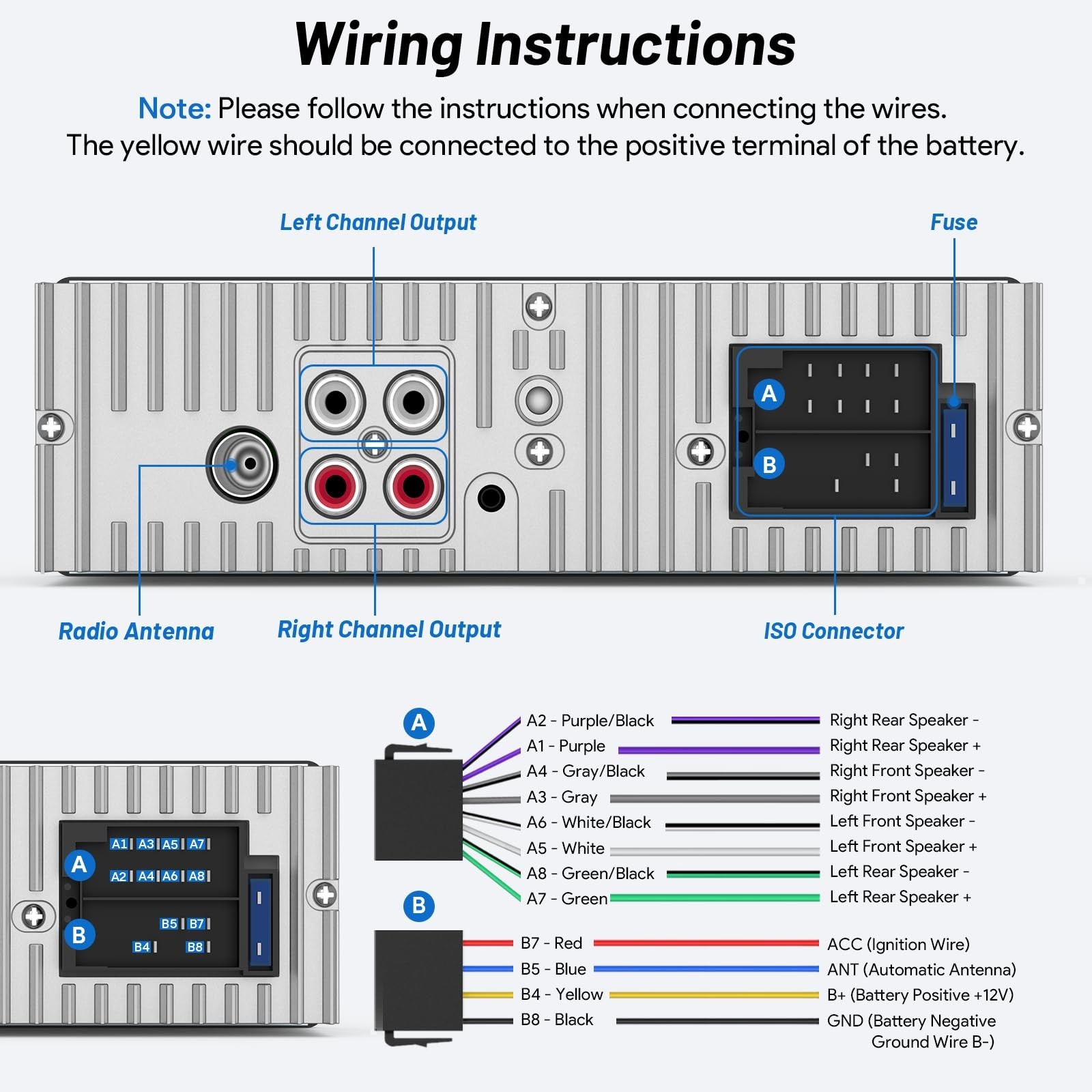 Bluetooth Car Stereo Radio – Single Din FM/AM, USB/AUX/SD, MP3 Player, Hands-Fre