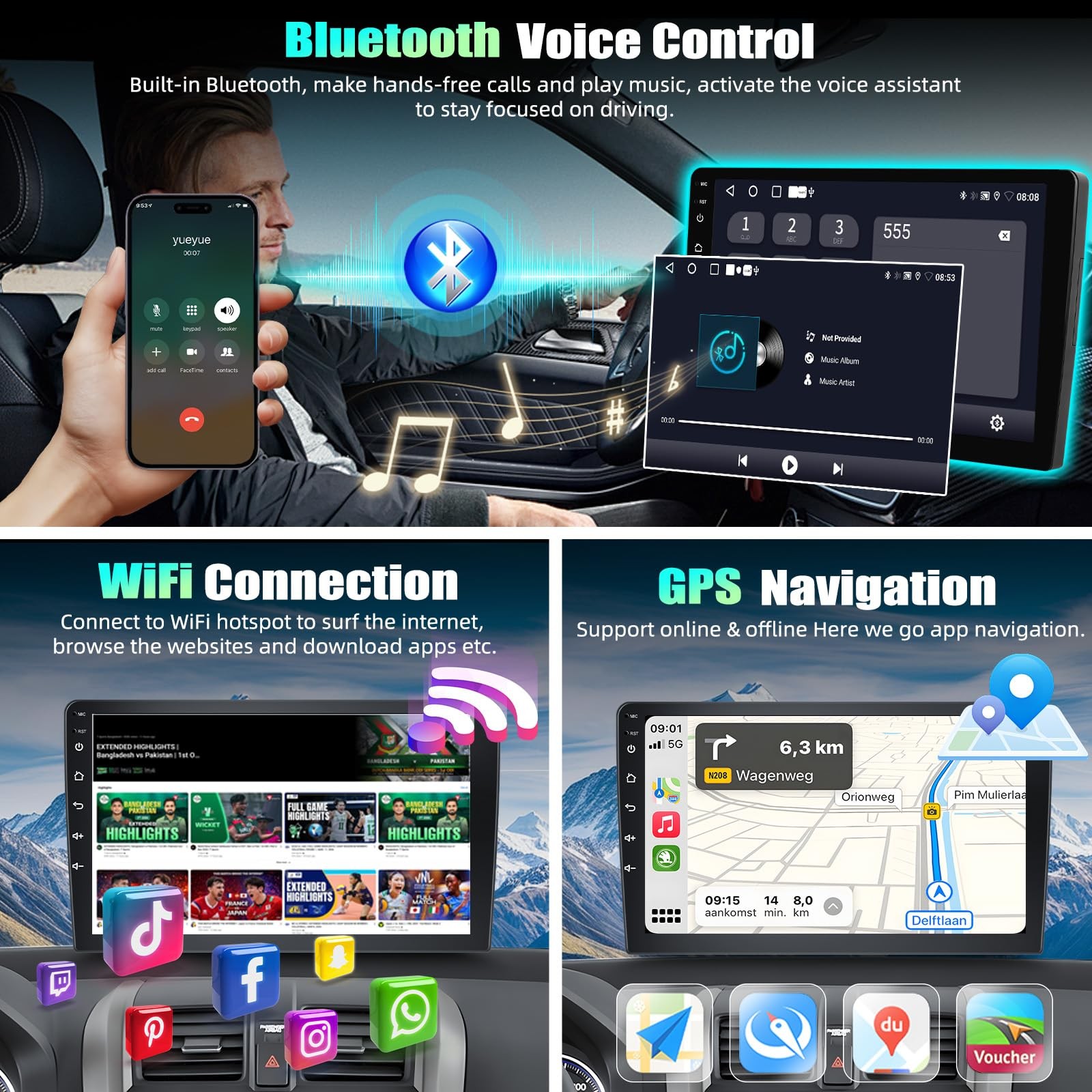 9″ Touchscreen Wireless CarPlay Android Auto Stereo for 2007-2011 Honda CRV