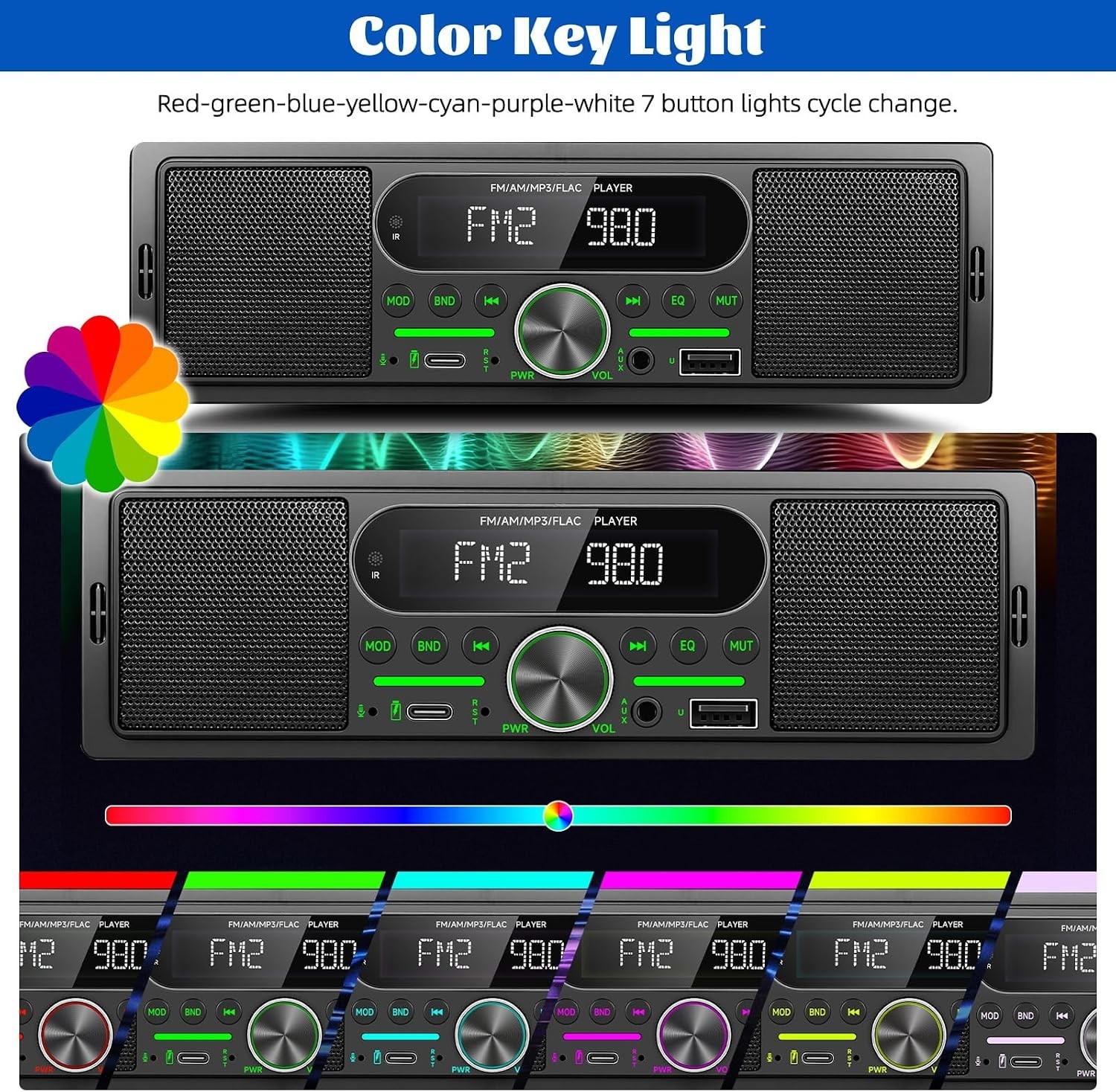 Single Din Car Stereo Radio Bluetooth Multimedia Car Audio