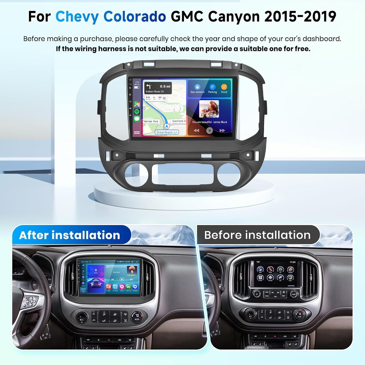 Carplay For GMC Canyon Chevrolet Colorado 2015-2019 Android Car Stereo Radio GPS