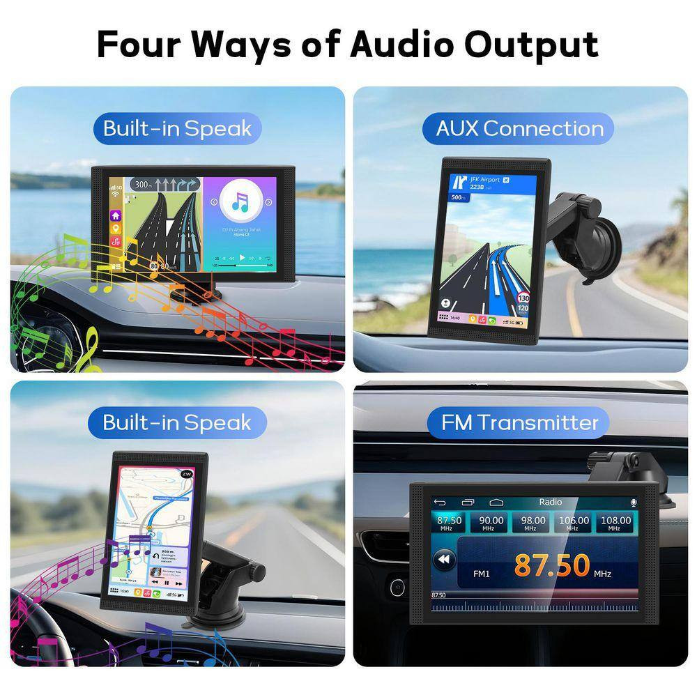 7 in HD Touch Car Stereo, with Carplay, Android Auto, FM Radio, Backup Camera, M